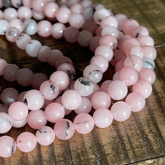 6mm Pink Cherry Blossom Jasper Bead Strand - Picture 3 of 3